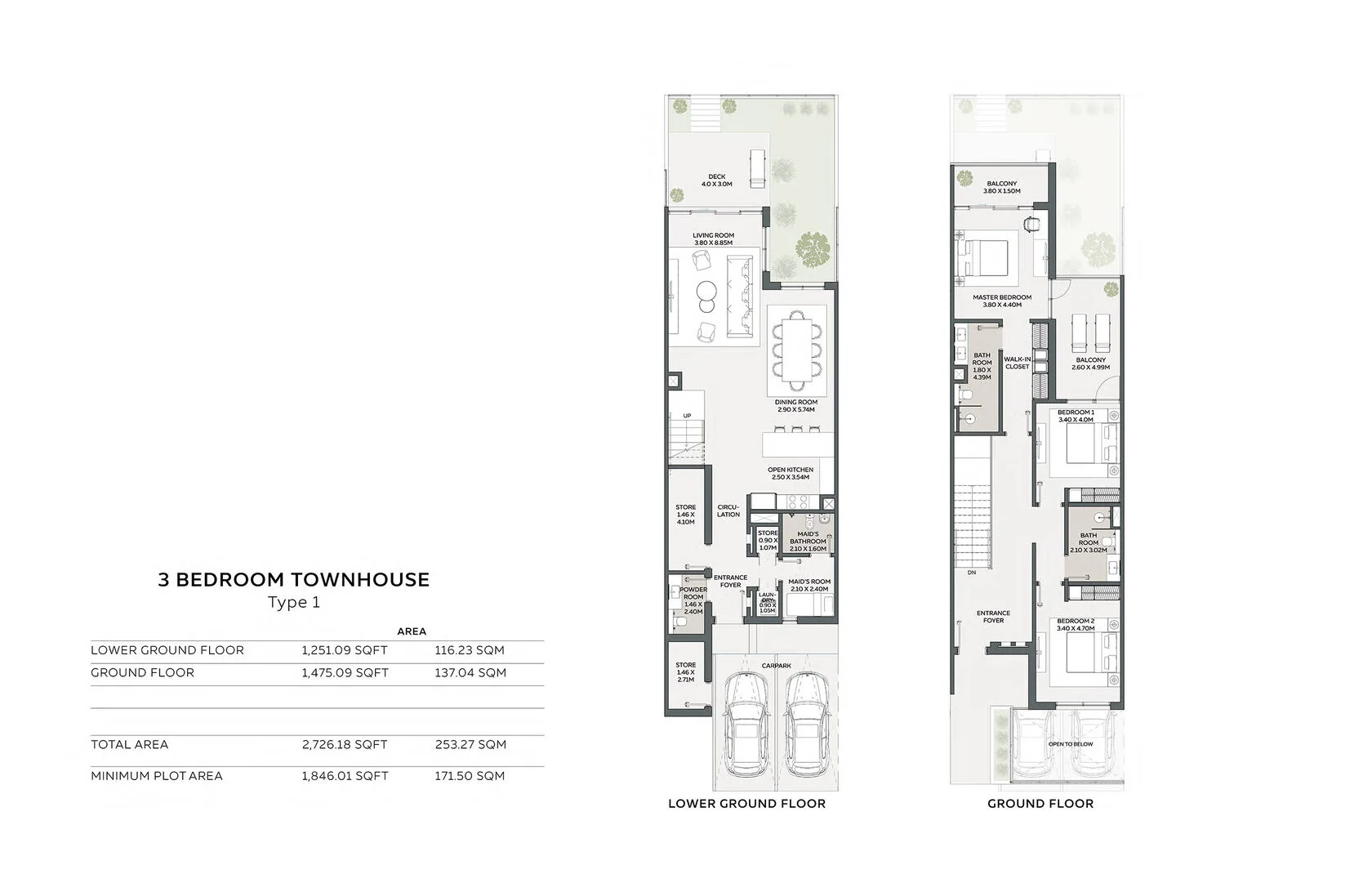 3 BR Townhouses